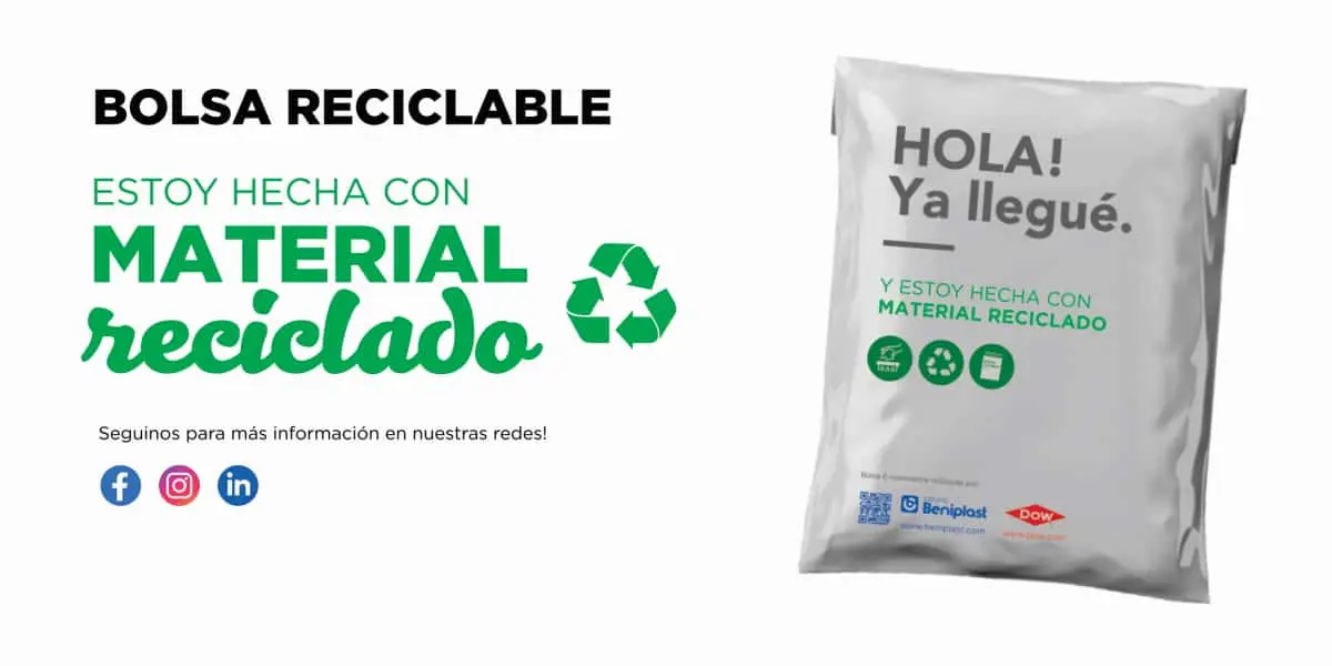 Bolsa reciclable: estoy hecha con material reciclado