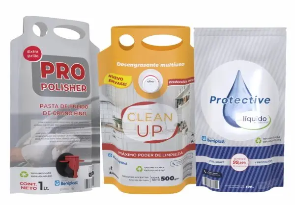 Stand up pouch de Bibar: envases de Pro Polisher, Clean Up y Protective
